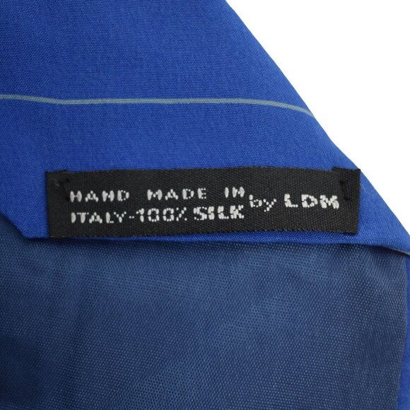 Zack LDM Mens Tie Necktie Silk Hand Made in Italy Blue Stripes Red Yellow Grey - Picture 4 of 6